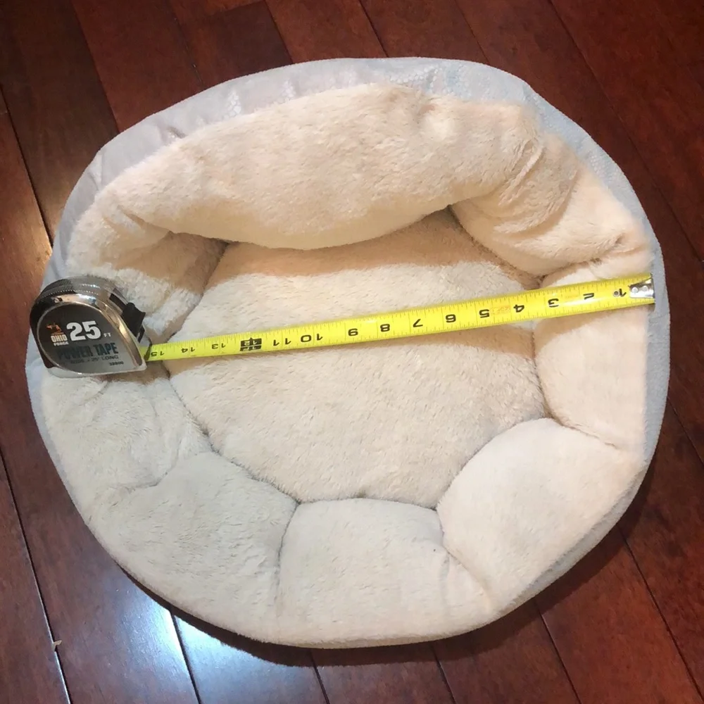 Pet bed cat bed dog bed plush gray tan beige comfortable